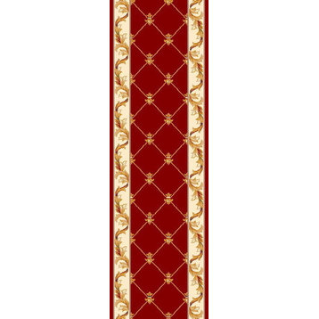 Corinthian 5319 Red Fleur-De-Lis Rug, 7'7"x10'10"