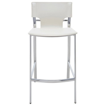 Lisbon Leather Counter Stool by Nuevo, White Leather