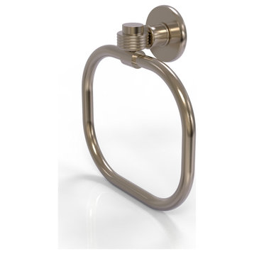 Continental Towel Ring With Groovy Accents, Antique Pewter