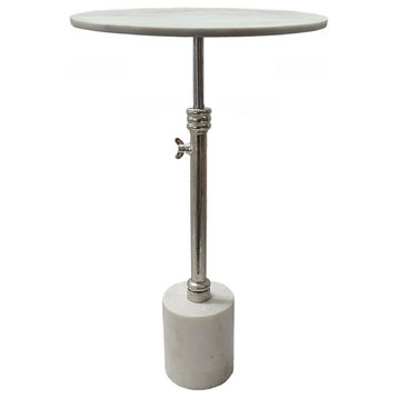 Anita End or Side Table, White and Silver