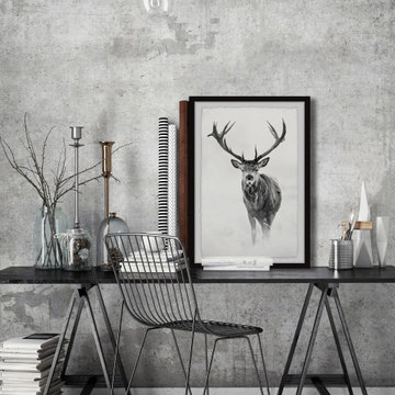 "Elk Stare II" Framed Painting Print
