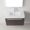 Midori 36" Single Bath Vanity, Wenge, Top, Sink, Polished Chrome Faucet, Mirror
