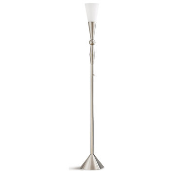 DIONE  72"H Metal Torchiere Floor lamp, LED Dimmable, Bulb Included, Brushed Nic