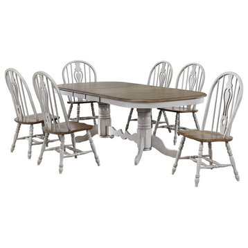 Sunset Trading Country Grove 7-Piece 96" Oval Extendable Wood Dining Set in Gray