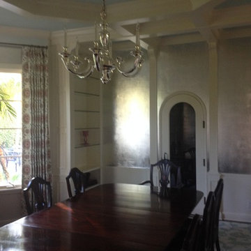Silver Leaf Panels in Glamourous Dining Room
