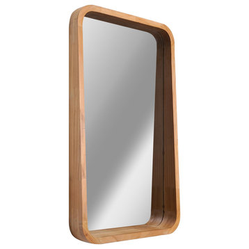 Head West Contemporary Raised Lip Natural Wood Framed Wall Mirror - 13" x 17.5"