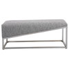 Luxe Modern Sloped Gray Geometric Bench Silver Linear Thick Seat Minimalist
