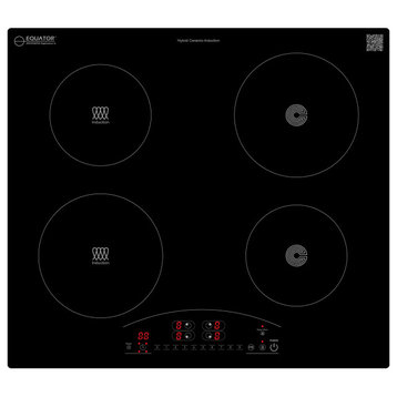 Equator 24" Electric Hybrid Ceramic-Induction 4 Burner Cooktop 9 Power 220V