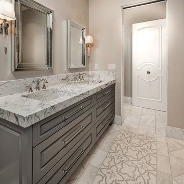 Guest Bath with Custom Marble Floor Detail