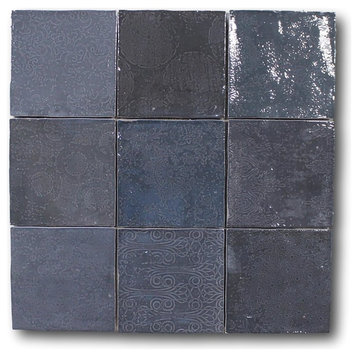 Mestizaje Zellige 5 x 5 Ceramic Tiles - Graphite Decor, 9 Sq Ft