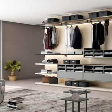 Fitted Walk in wardrobe Cashmere Matt Dust grey supplied by Inspired Elements