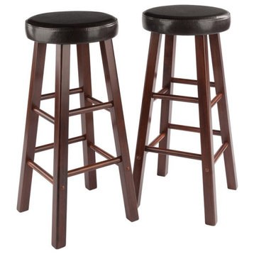 Winsome Maria 30.71" Solid Wood Bar Stool in Espresso and Walnut (Set of 2)