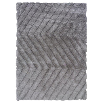 Linon Links Zigzag Hand Tufted Polyester 1'10"x2'10" Rug in Gray