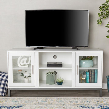 52" Avenue Wood TV Console With Metal Legs, White