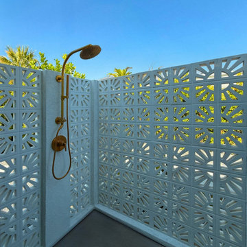 Poolside Shower with Tesselle Sun Breeze Blocks by Trina Turk