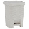 Deluxe Wicker Style Square Step Trash Can, 7.5 qt., Bone Color. By Superio.