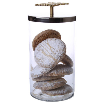 Classic Touch Glass Canister With Mosaic Handle