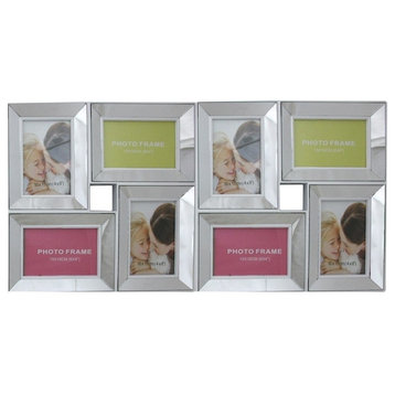 27.5" Trimmed Glass Encased Photo Picture Frame Collage Wall Decoration, White