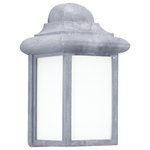 Sea Gull Lighting - Mullberry Hill One Light Outdoor Wall Lantern in Pewter with Smooth White"Glass - With no pretentious airs about it  the Mulberry Hill outdoor lighting collection by Sea Gull Lighting is a series of simple and petite one-light outdoor wall lanterns offered in a range of finishes to complement any exterior  including White  Black  Pewter and Bronze. Both incandescent lamping and ENERGY STAR-qualified LED lamping are available. Several of these fixtures easily convert to LED by purchasing LED replacement lamps sold separately.&nbsp