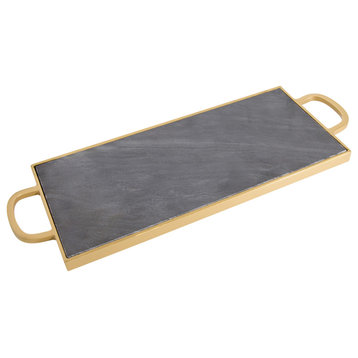 Marble and Metal Serving Tray