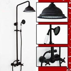 Design Black Bronze Brass Two Handles Rainfall Shower Faucet TS578B - Tub And Shower Faucet Sets