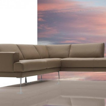 Mirage - Modern Latte Top Grain Italian Leather Sectional Sofa