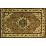 Bareens Designer Rugs - Antique Vintage Distressed Tijuana Brown/Beige Wool Rug  - 6'11" x 9'9" - A mesmerizing addition to any decor, this brand-new hand knotted vintage wool rug featuring vibrant colors and a traditional design is made by skilled artisans capable of creating the most exceptional Persian knotted rugs. Harnessing the natural energy of the sun, each rug is organically neutralized from its original color, distressed and then saturated in an infusion of a bold vibrant color pallet to give it a fresh perspective and modern appeal. This masterpiece draws its inspiration from traditional and timeless rug designs, which provides both harmony and contrast bringing a phenomenal twist in any decor. An intricate design and exquisite coloration make this wool rug a standout piece for any room.