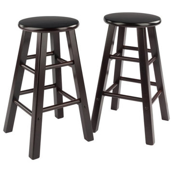Winsome Element 24" Solid Wood Counter Stool in Espresso (Set of 2)