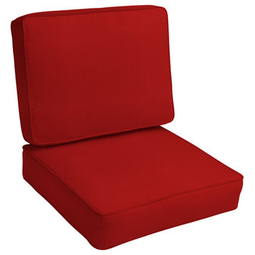 Sunbrella Canvas Jockey Red Outdoor Corded Cushion Set, 22 in x 22 in