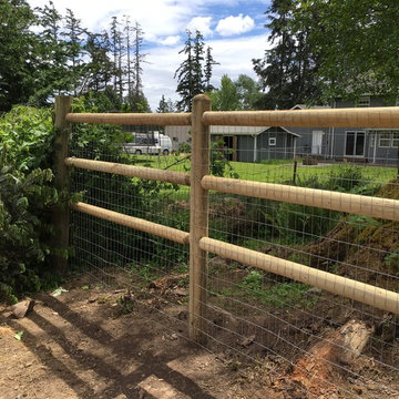 Three (3) Rail Pole Fence with Rolled Wire (Horse Fence)