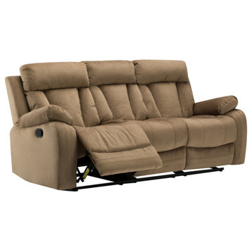 Axel Contemporary Microfiber Recliner Sofa, Beige