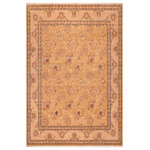 Bareens Designer Rugs - Turkish Knotted Istanbul Shelly Gold/Gray Wool Rug 8'3'' x 10'2'' - Designed with a mesmerizing intricate traditional motif this glorious hand knotted rug is a masterpiece that will fill any space with sophistication and grace. An exhilarating color pallet with an elaborate design, this masterpiece features luxurious hand spun wool with all vegetable dyes to add comfort and style to your decor. The design, color and beautiful chromatic composition with a sheen in traditional and transitional designs, exude beauty, elegance and quality make this rug a masterpiece of its own.