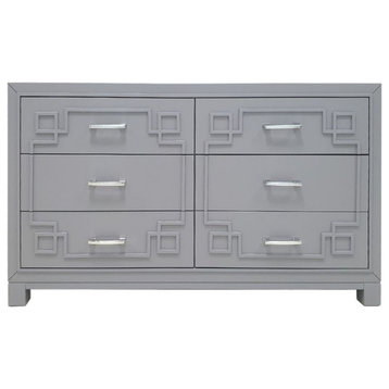 Safavieh Couture Raina 6 Drawer Dresser, Grey/Silver
