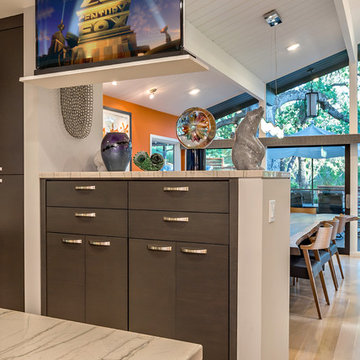 Modern Kitchen with Drop Down TV