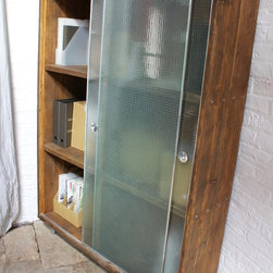 Wilkinson Reclaimed Scaffolding Board Stationery Cupboard with Glass Doors - Storage Cabinets