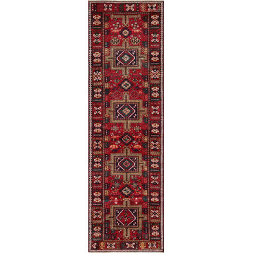 Pasargad Karajeh Collection Hand-Knotted Wool Runner, 3'2"x10'8"