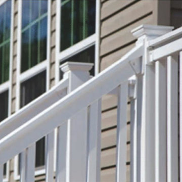 White T-Top Deck Stair Railing Kit with Square Balusters
