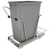 Chrome Steel Pull Out Waste/Trash Container With Rear Basket Storage, Silver