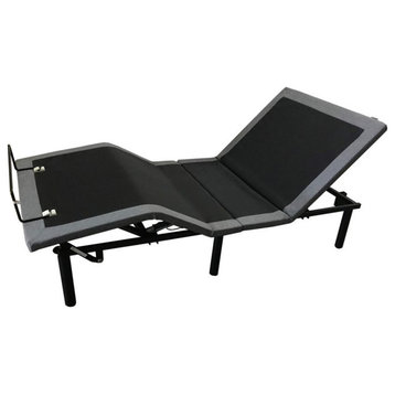 Pemberly Row Head/Foot Zero Gravity Adjustable Bed Base Full in Black/Gray
