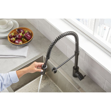 The Foodie Pre-Rinse Kitchen Faucet, Satin Black