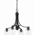 Craftmade - Bolden 4-Light Transitional Chandelier in Flat Black - Bold clean lines with your choice of clear seeded or white frosted glass shades complement the graceful shapes of the Bolden collection setting the stage for a look that is luxurious and effortless.  This light requires 4 , . Watt Bulbs (Not Included) UL Certified.
