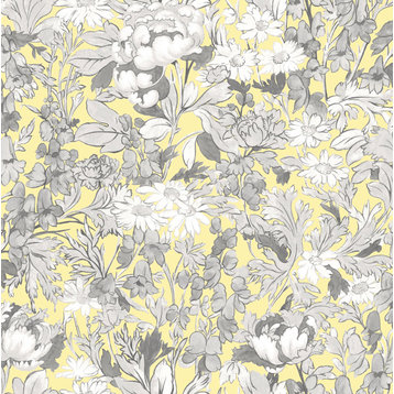Yellow Toile Foliage Peel and Stick Wallpaper, Bolt