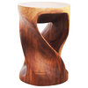 Haussmann® Round Wood Twist Accent Table 14in DIAx20in High Walnut Oil