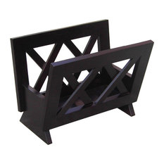 Oceanstar Contemporary Wood Magazine Rack, Mahogany