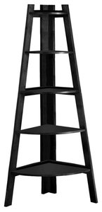 Benjara 29.25" Contemporary Solid Wood High and Spacey Ladder Shelf in Black
