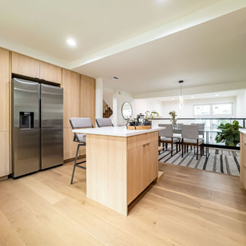Kitchen with Counter-Depth Stainless Refrigerator