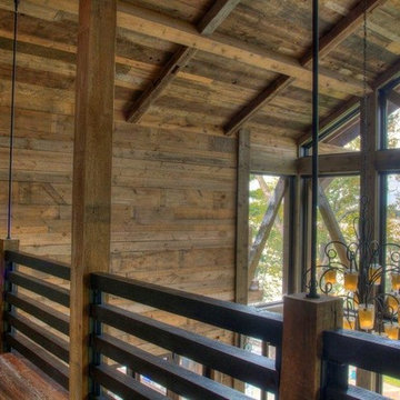 Hand Hewn Timbers with Reclaimed Wood Wall and Ceiling Paneling