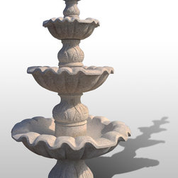 Tall 4-Tier Fountain in Giallo Fantasia R Granite - Outdoor Fountains And Ponds