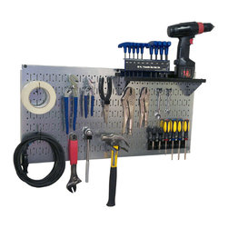 Wall Control Horizontal Metal Pegboard for Narrow Spaces - Garage And Tool Storage