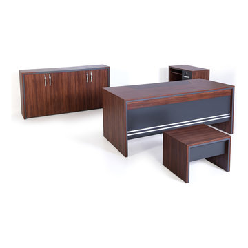 Modern Arya 4 Piece Desk Office Suite Set Milano Oak and Gray